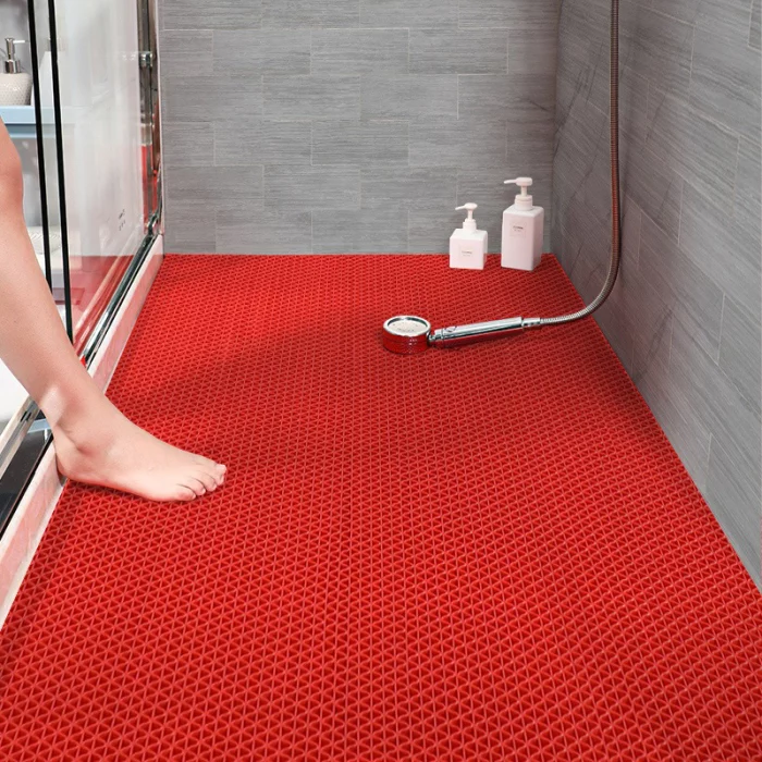 TAPIS DE BAIN ABSORBANT NID D'ABEILLE 50 x 80 ROUGE